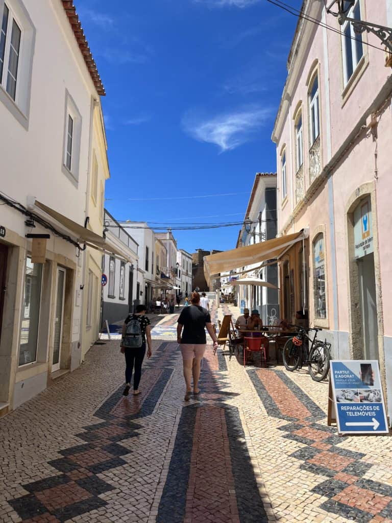 cobblestone streets and old styled buildings in the Old Town Lagos area of the city 