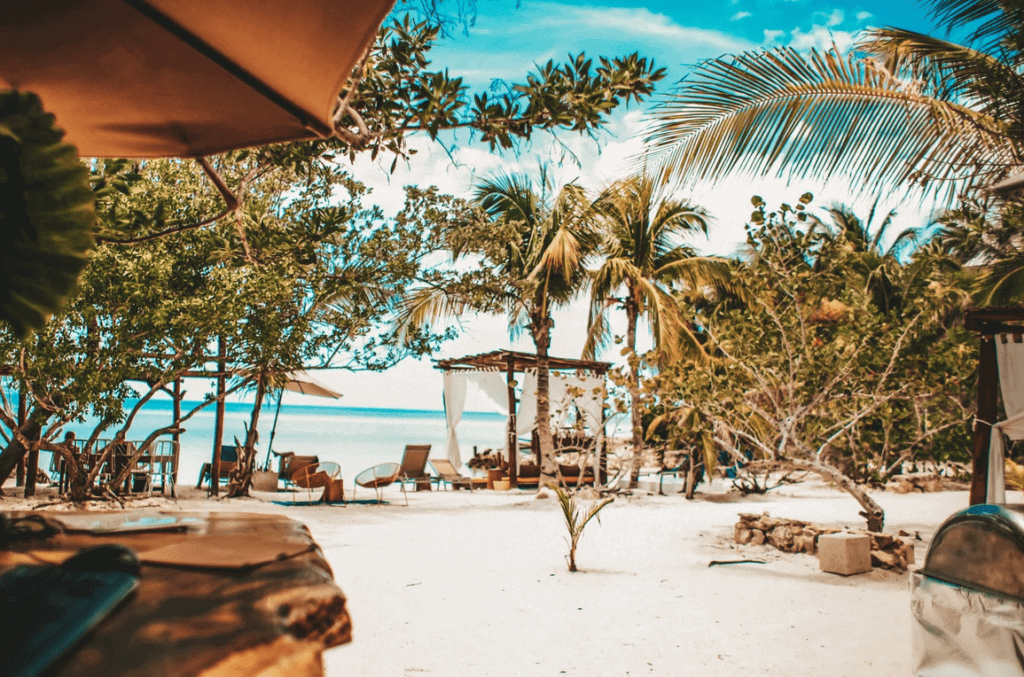 beach club area at Las Nubes de Holbox on the main beach