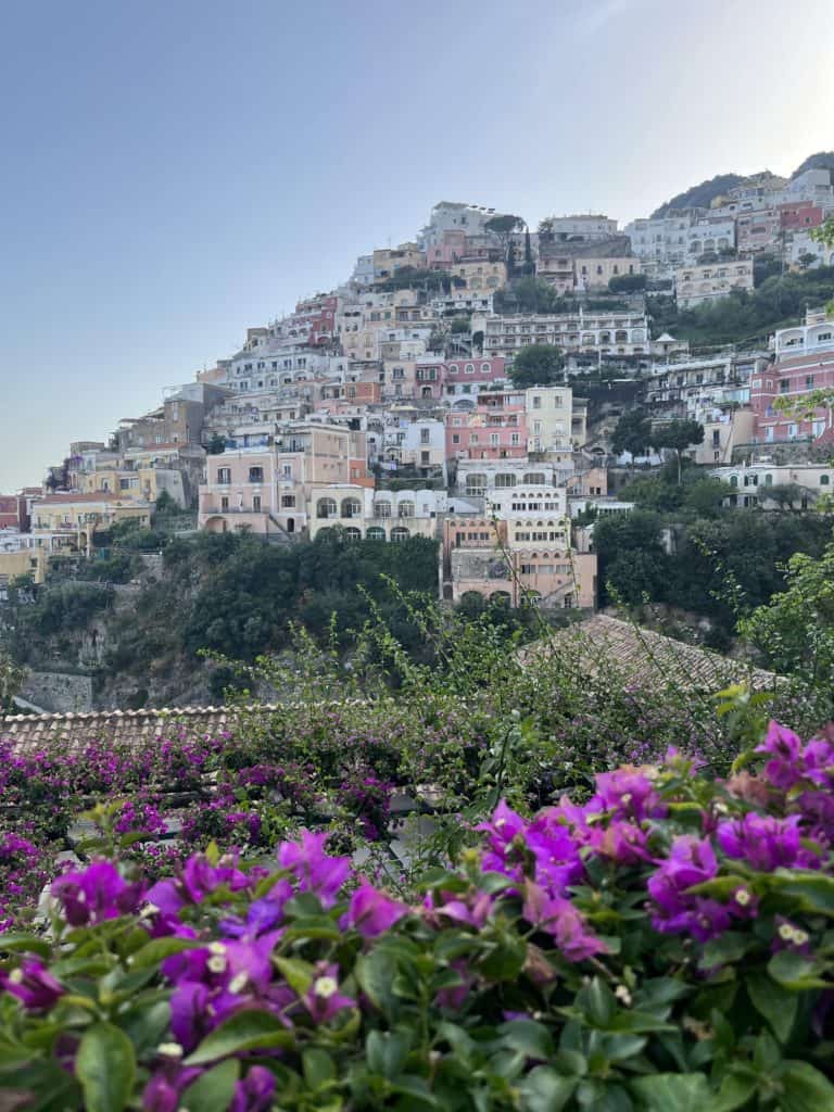 Colourful villas sitting cliffside in Positano Italy