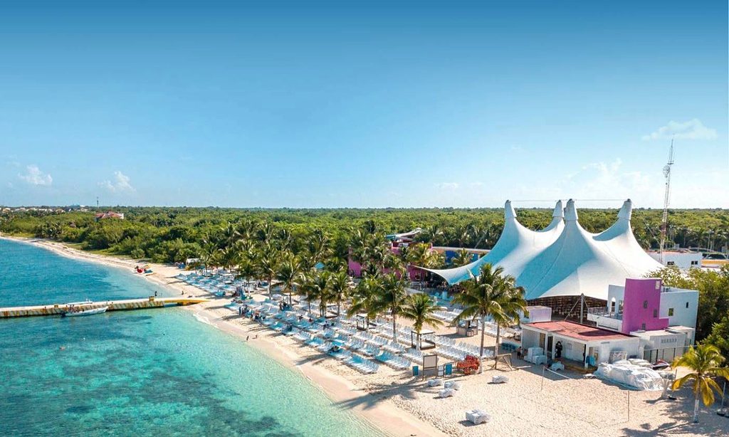 aerial view of playa mia beach club in cozumel
