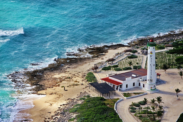 aerial view of punta sur eco beach park in cozumel mexico