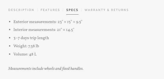 monos luggage carry on plus specs 