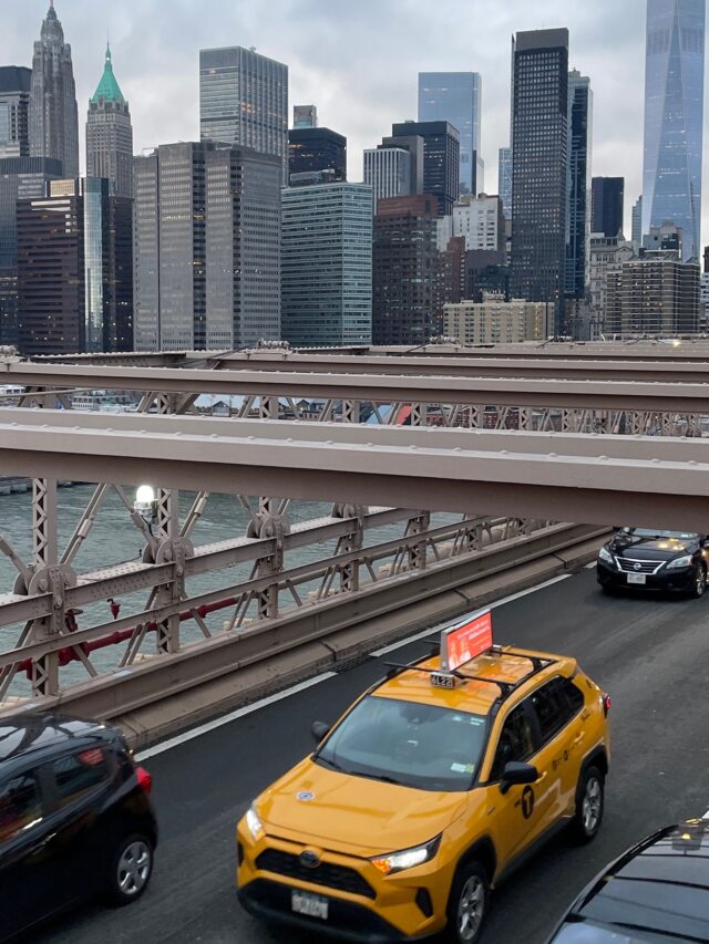 views of the New York City skyline from the Brooklyn Bridge