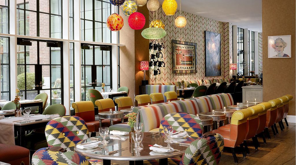 interior dining space at the Crosby Street Hotel in NYC 