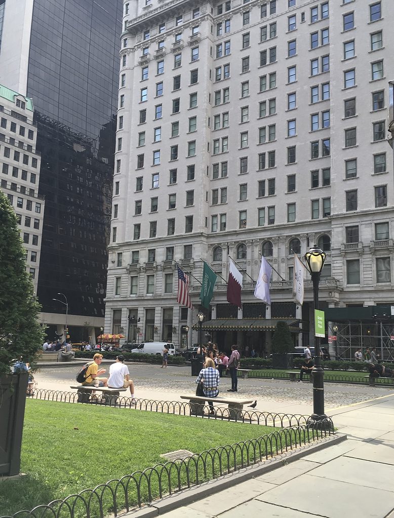 exterior view of the iconic hotel named The Plaza in New York City