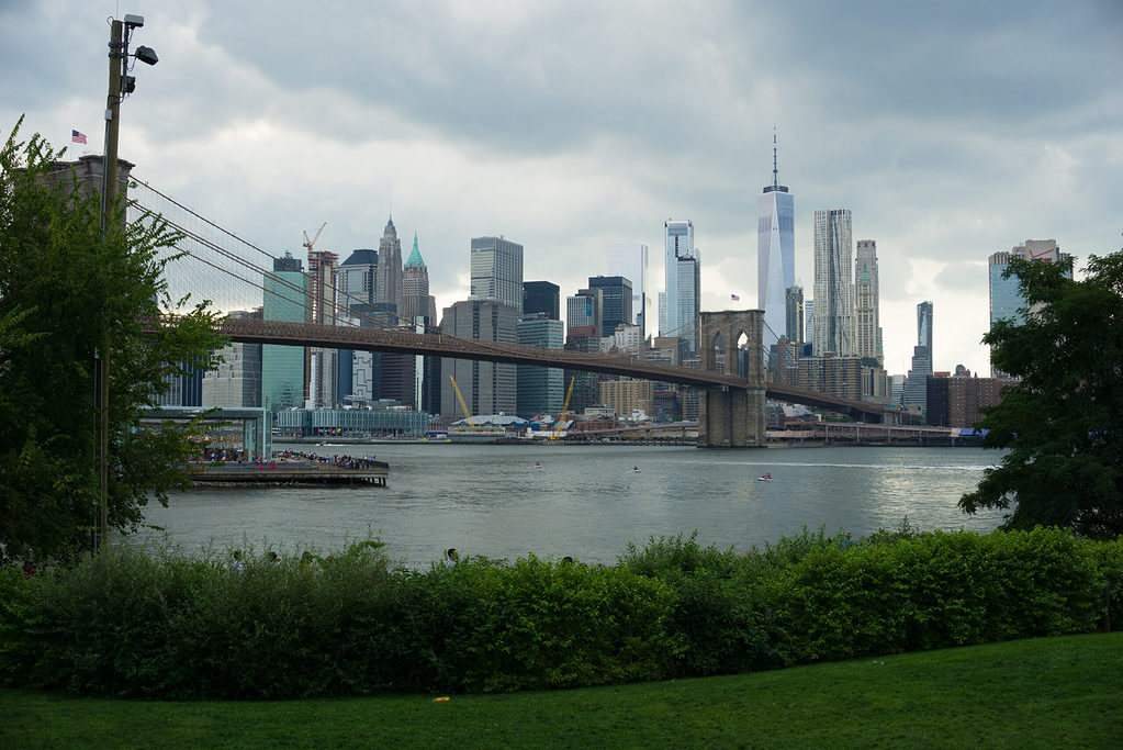 views of the New York City skyline from Brooklyn