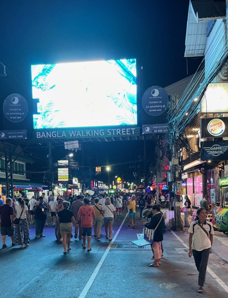 tourists crowd the nightlife street of bangla road in patong beach