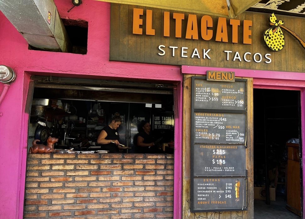 exterior building of EL Itacate tacos in Sayulita, Mexico

