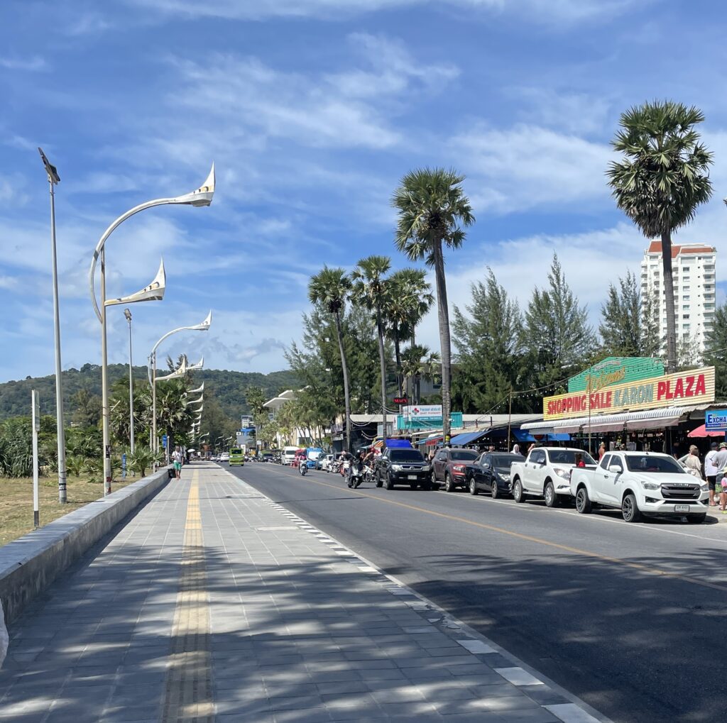empty streets along Karon Beach in Phuket, Thailand