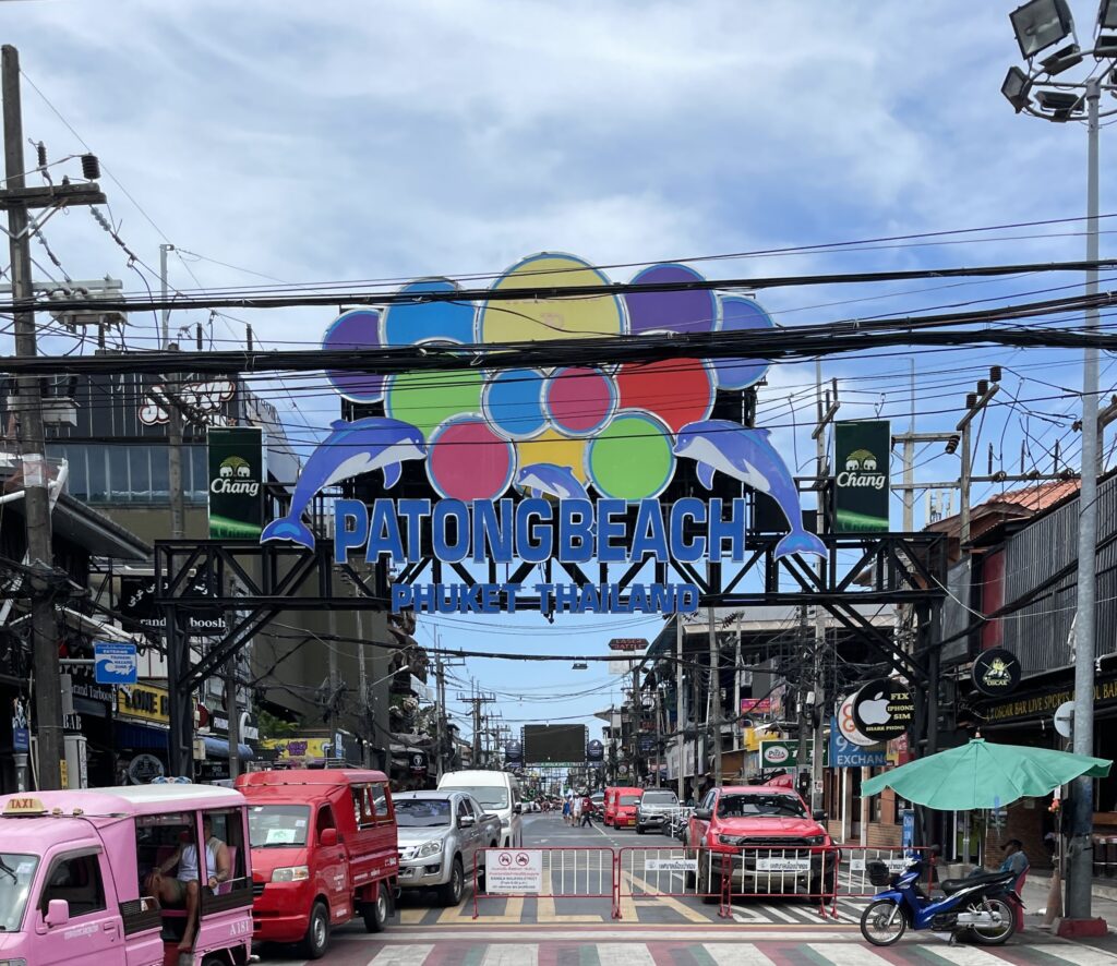 the famous Patong Beach sign on Bangla Road in Phuket, Thailand / things to do in Patong Beach
