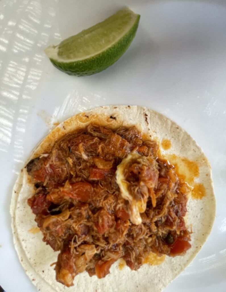 crab tacos with a lime in Playa Del Carmen