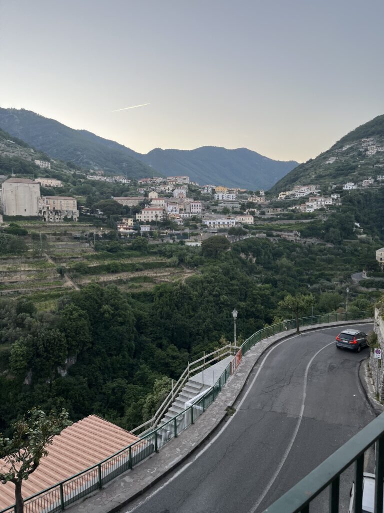 houses and villas surrounded by mountains in Ravello, Italy 