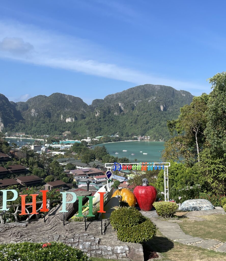 beautiful scenery of Phi Phi Don featuring both bays and mountains from Koh Phi Phi Viewpoint 1