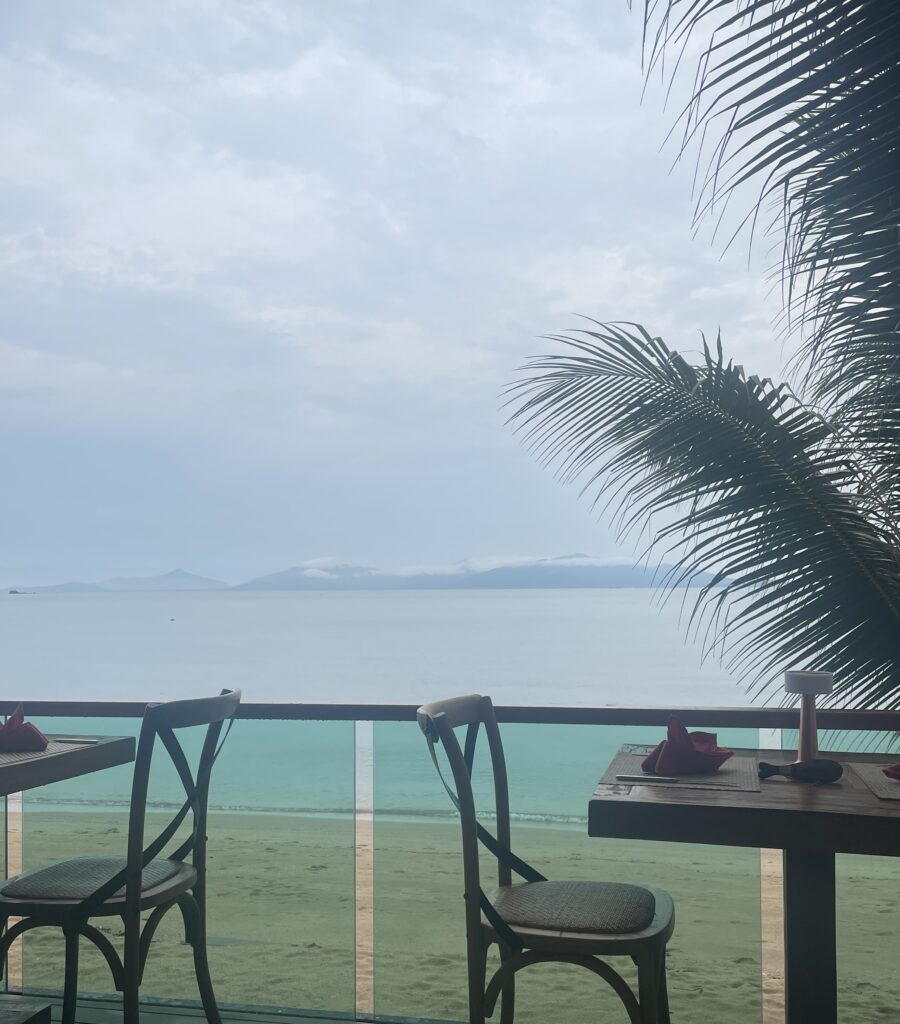 views of neighbouring island Koh Phangan from a restaurant in Koh Samui