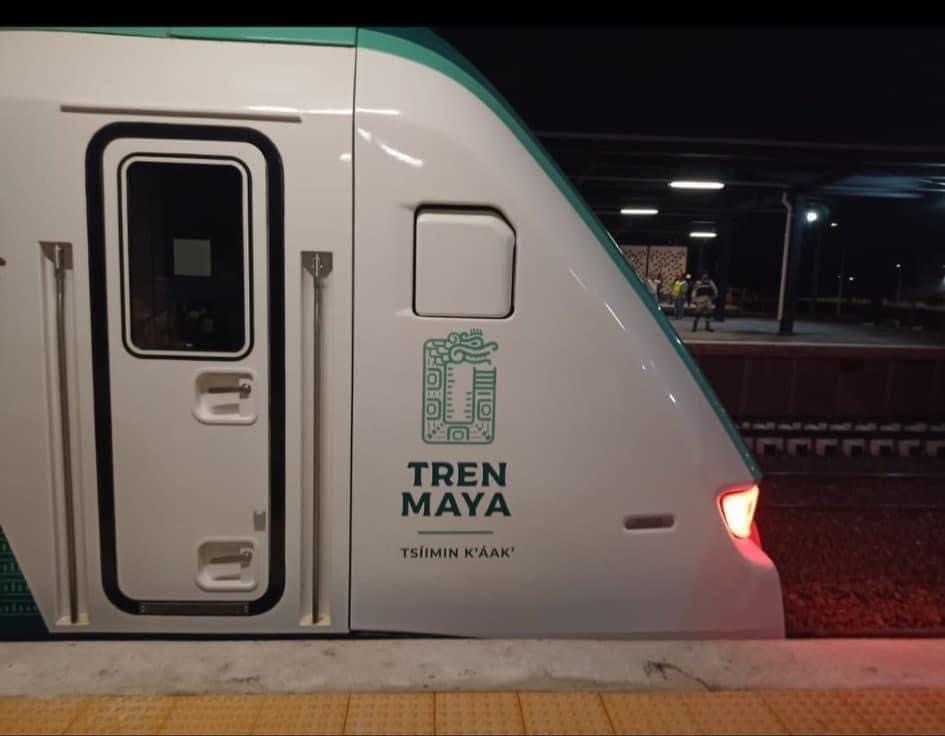 Tren Maya, the new Mayan Train stationed at a station in Mexico 