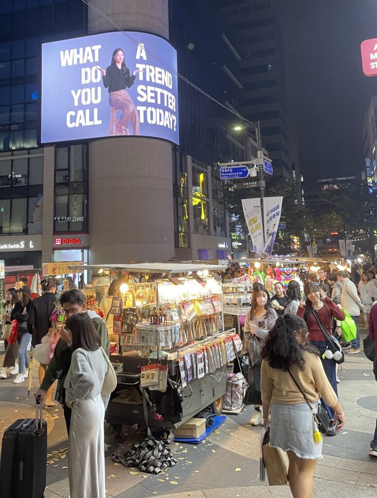 vendors selling many various Korean Street Eats in Myeongdong, Seoul 