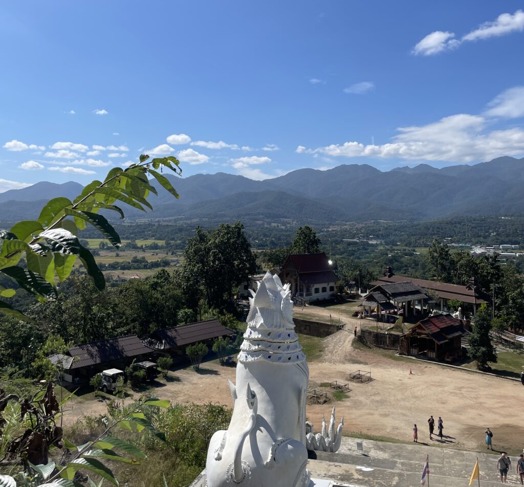 viewpoint of mountionus hills from the Big Buddha in Pai, Thailand