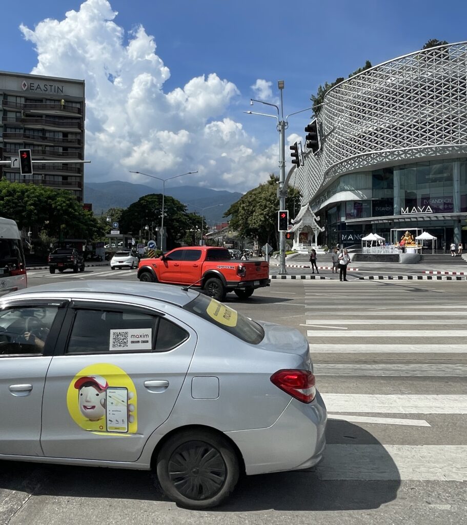 taxi driving by in Chiang Mai, Thailand 