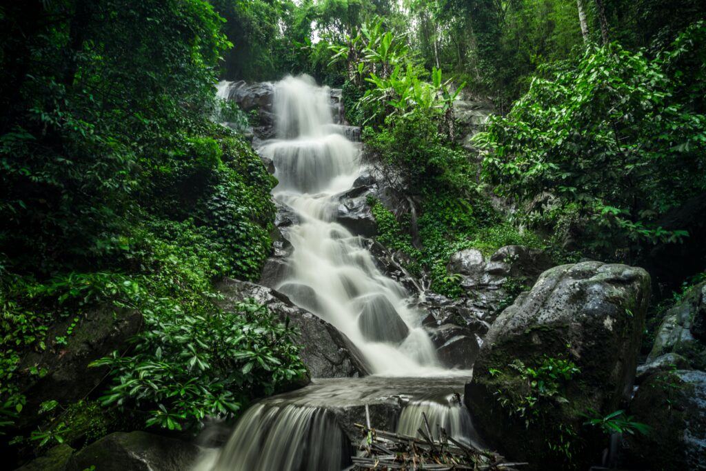 waterfall in the middle of the woods in Chiang Rai, Thailand