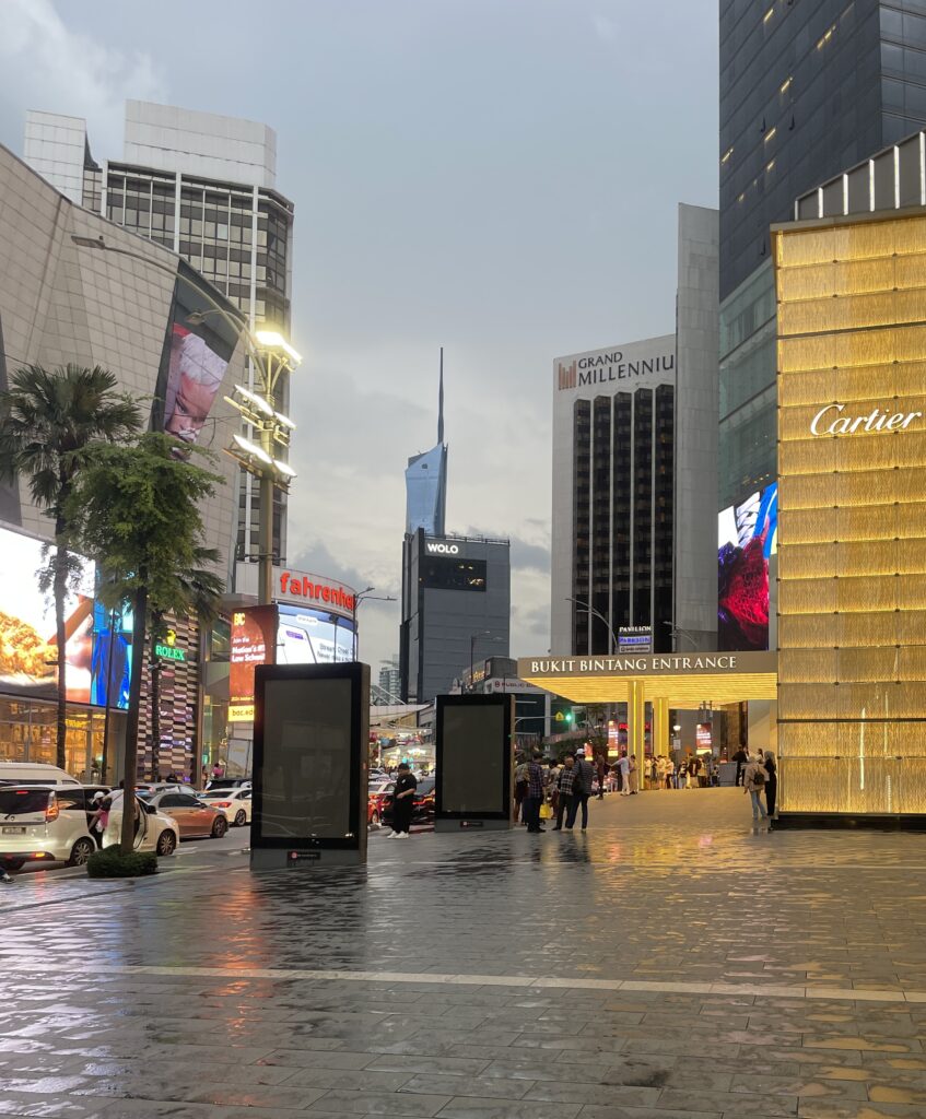 a rainy evening in Kuala Lumpur by the popular Pavilion Mall