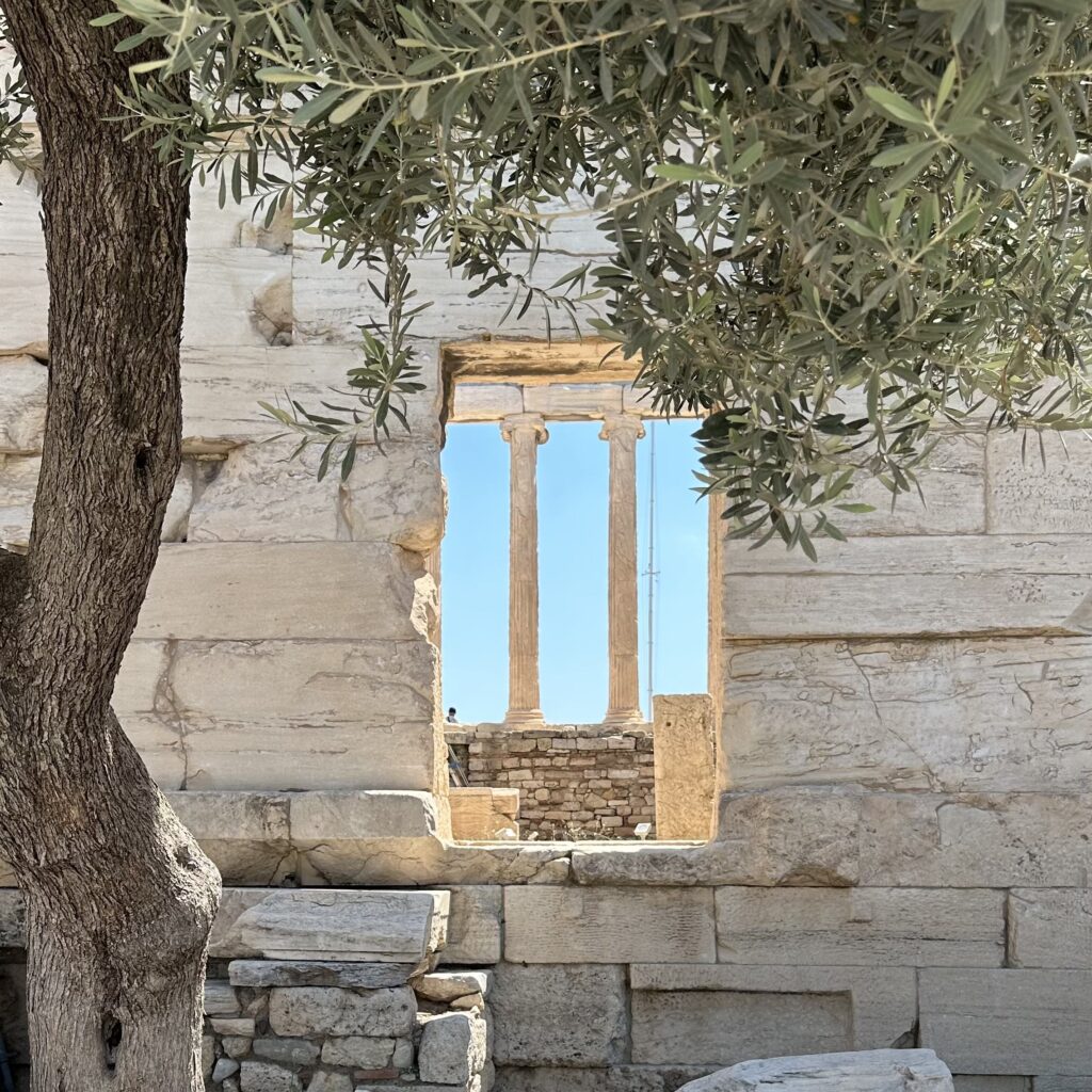 ancient old pillers in Athens, Greece