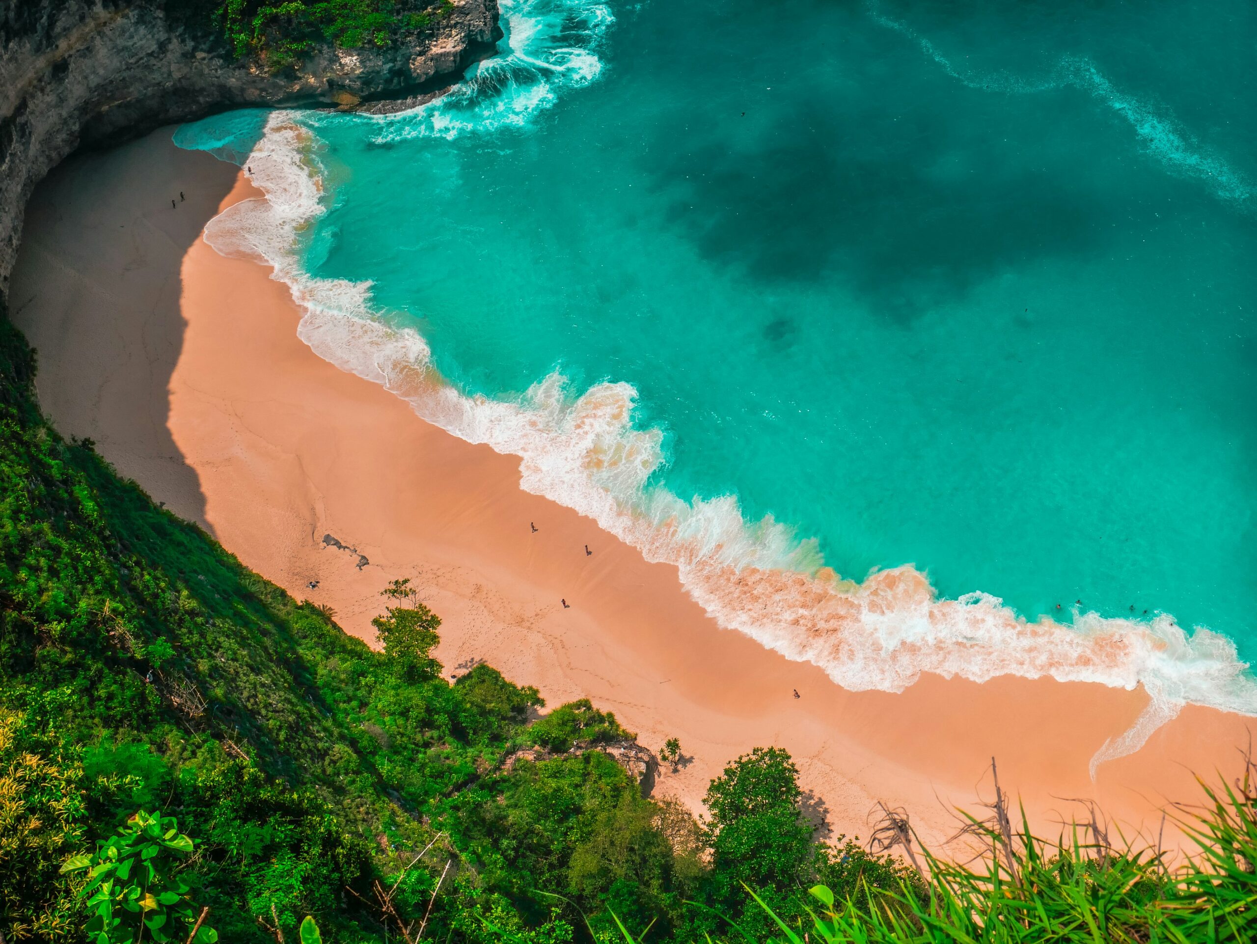 aerial photo of a remote beach in Bali, Indonesia