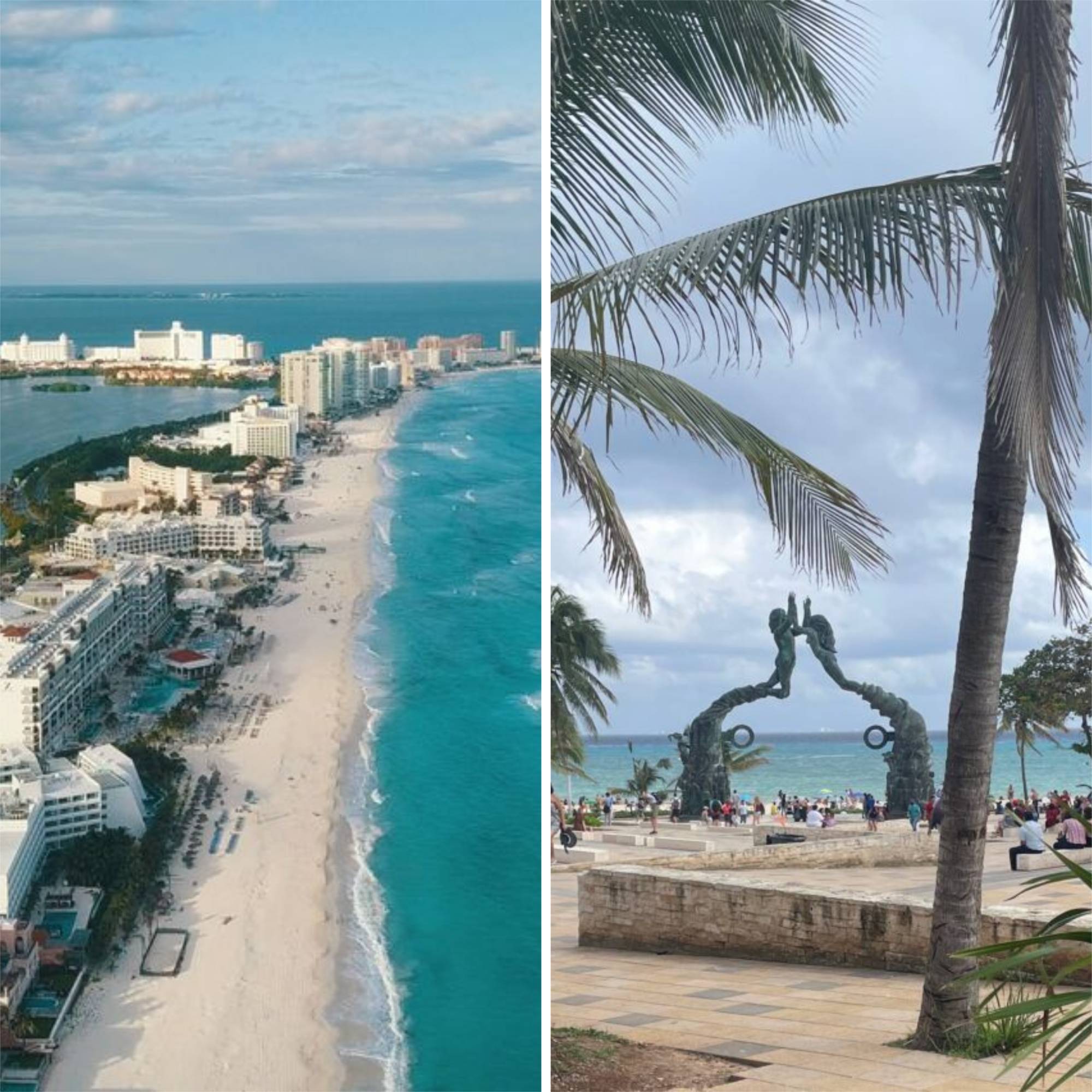 side by side comparisons of the beaches in Cancun vs Playa Del Carmen