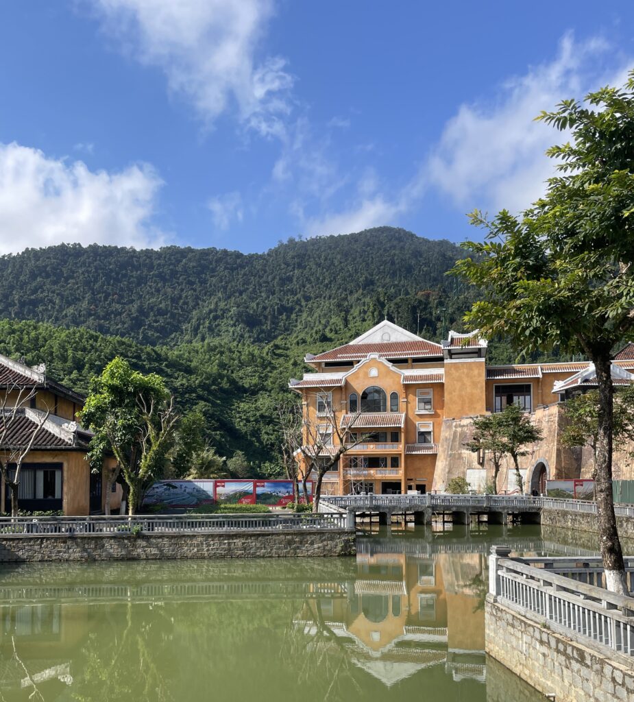 the stunning mountainous greenery at the Ba Na Hills entrance in Da Nang
