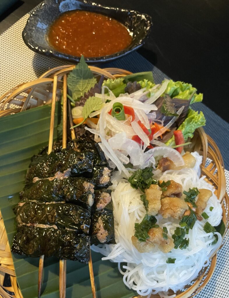 Bo Let leaves with beef and noodles