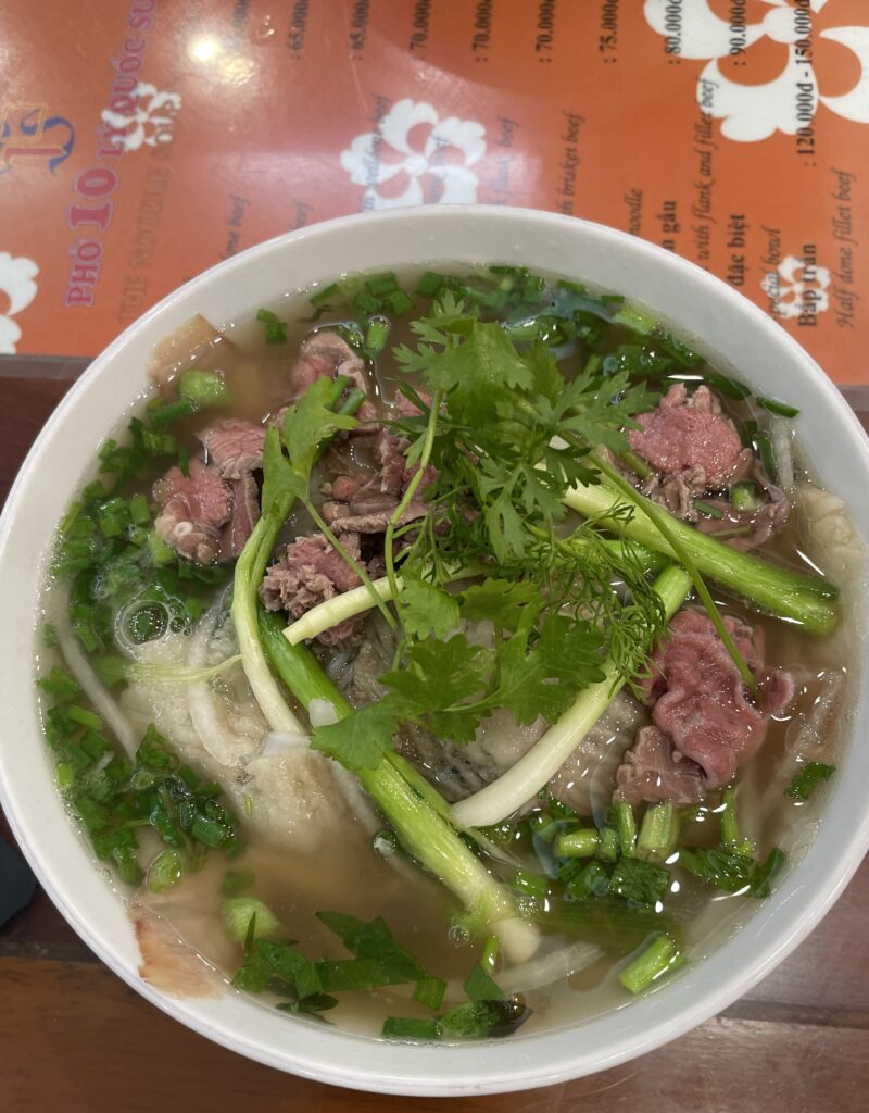 pho served at Pho 10 a popular Michelin awarded Pho restaurant in Hanoi