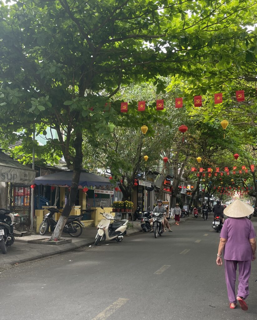 charming shady street in Hoi An, Vietnam
