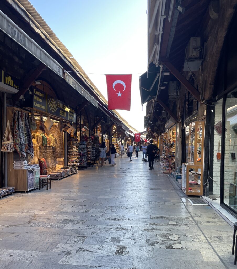 charming market street at sunset Istanbul 