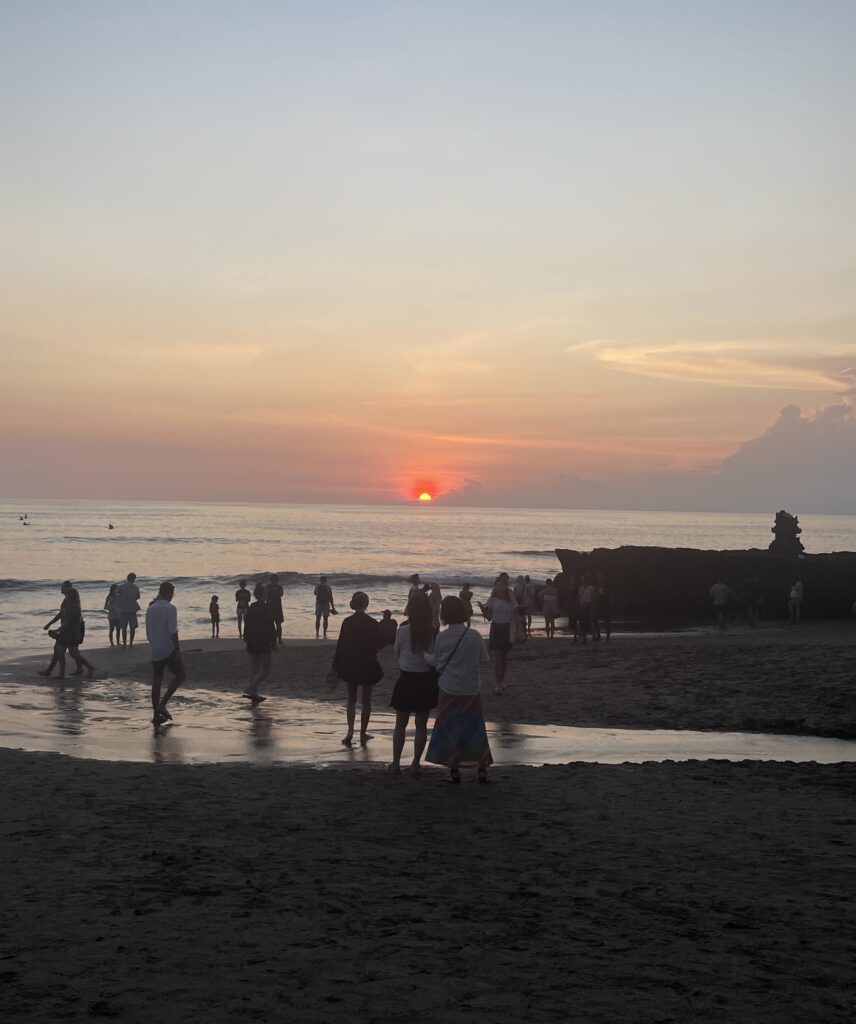 Vibrant sunset over the ocean at Canggu’s main beach in Bali