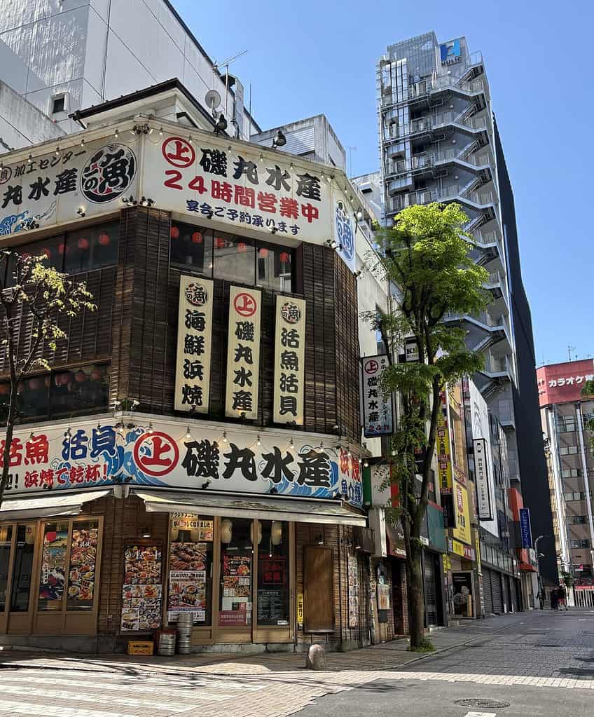 Empty street in Shinjuku, Tokyo on a sunny day