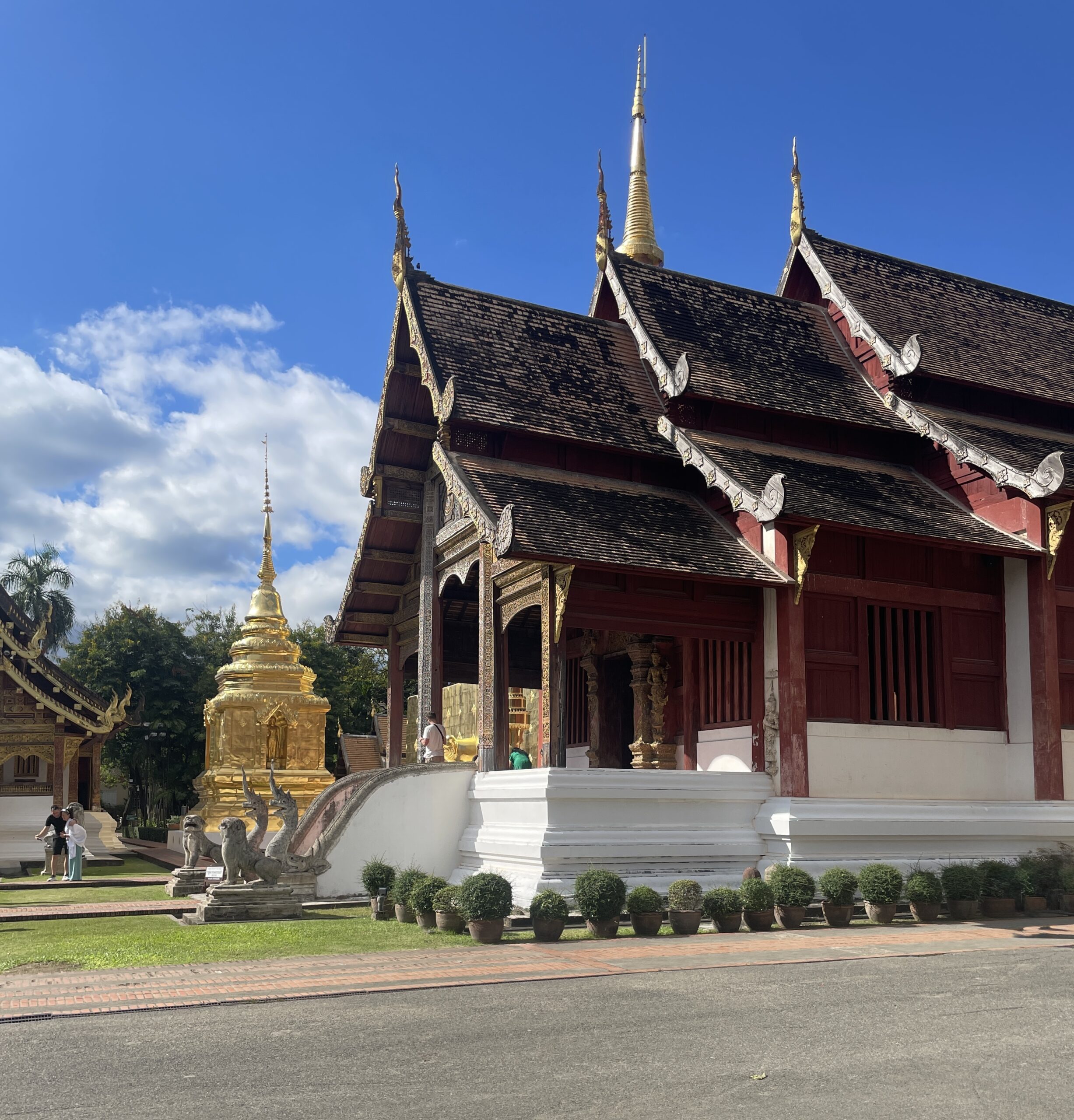 Stunning temples in Chiang Mai’s Old City on a sunny day, showcasing traditional Thai architecture.