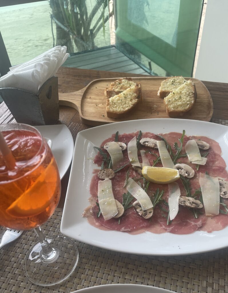 Italian food served at a local restaurant in Fisherman’s Village, Koh Samui, featuring pasta and Mediterranean flavors