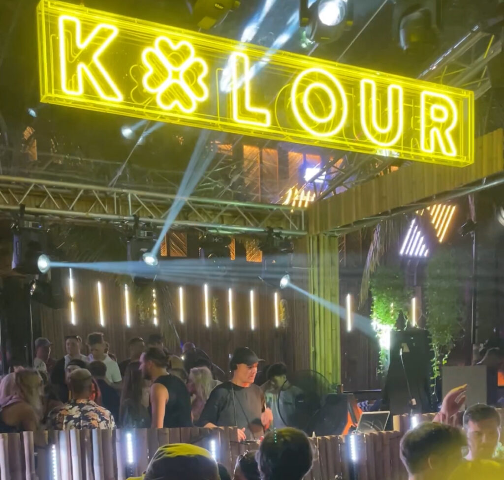 Famous DJ Paco Osuna performing at Cafe Del Mar Phuket during a lively night event for the Kolor Festival.